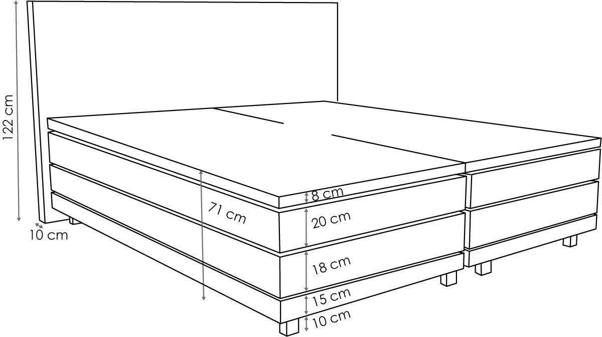 BOXSPRINGBETT NAPOLI MIT GLATTEM KOPFTEIL