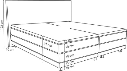 BOXSPRINGBETT NAPOLI MIT GLATTEM KOPFTEIL